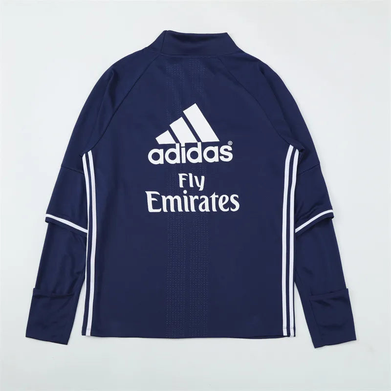 16-17 Real Madrid Blue Retro Training Suit - Top Only