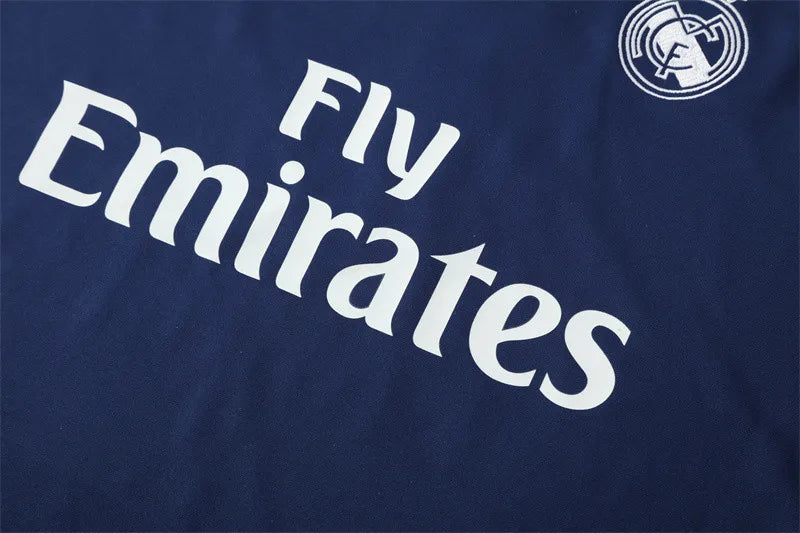16-17 Real Madrid Blue Retro Training Suit - Top Only