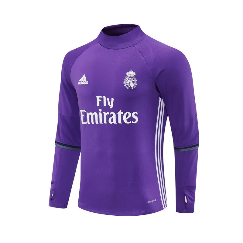 16-17 Real Madrid Purple Retro Training Suit - Top Only