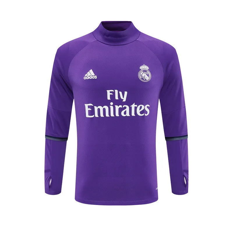16-17 Real Madrid Purple Retro Training Suit - Top Only