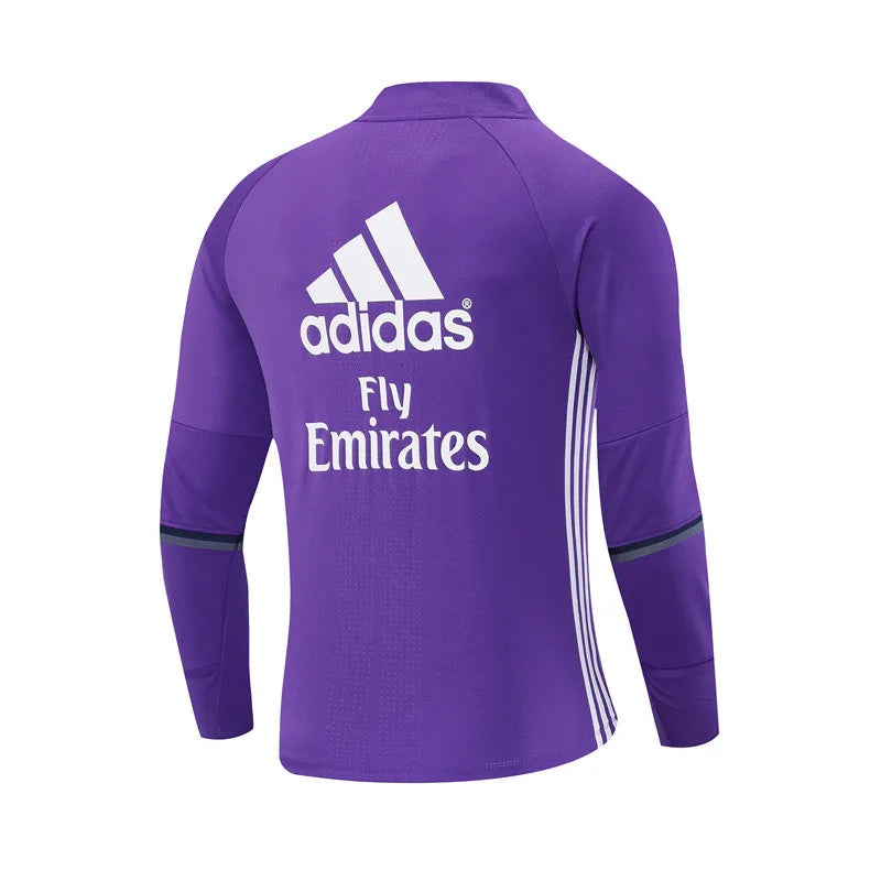 16-17 Real Madrid Purple Retro Training Suit - Top Only