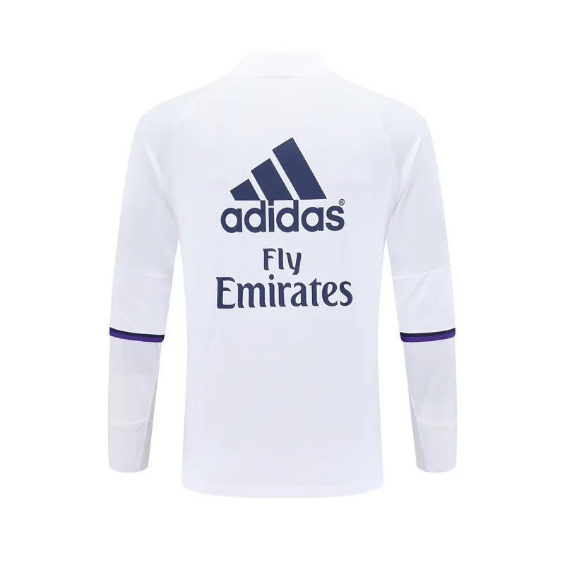 16-17 Real Madrid White Retro Training Suit - Top Only