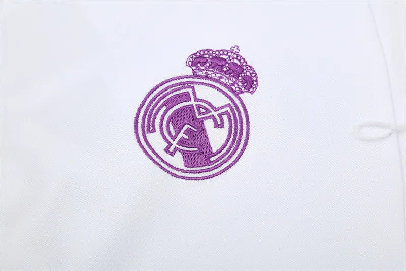 16-17 Real Madrid White Retro Training Suit - Top Only