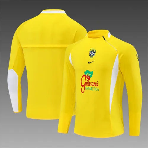 2002 Brazil Yellow Retro Training Suit - Top Only