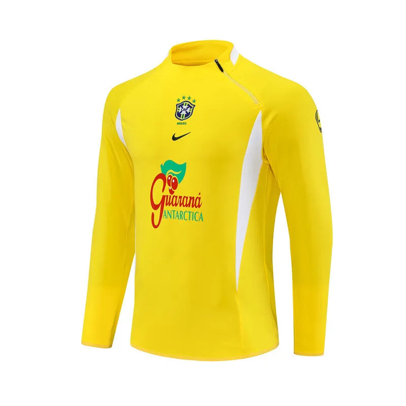 2002 Brazil Yellow Retro Training Suit - Top Only