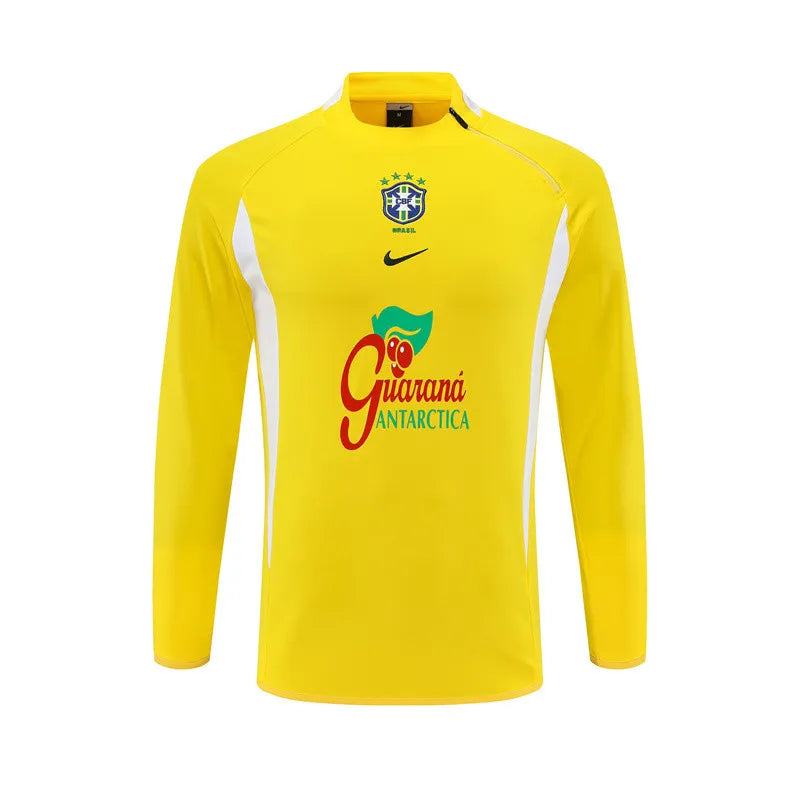 2002 Brazil Yellow Retro Training Suit - Top Only