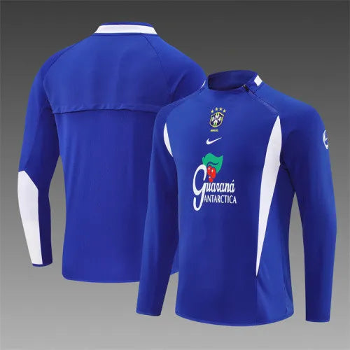 2002 Brazil Blue Retro Training Suit - Top Only