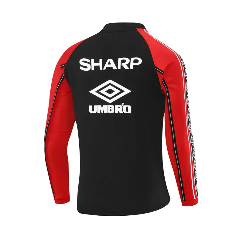 98-99 Manchester United Black Retro Training Suit - Top Only