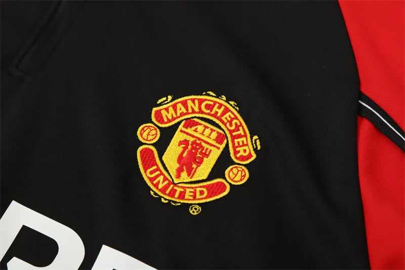 98-99 Manchester United Black Retro Training Suit - Top Only