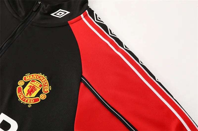 98-99 Manchester United Black Retro Training Suit - Top Only
