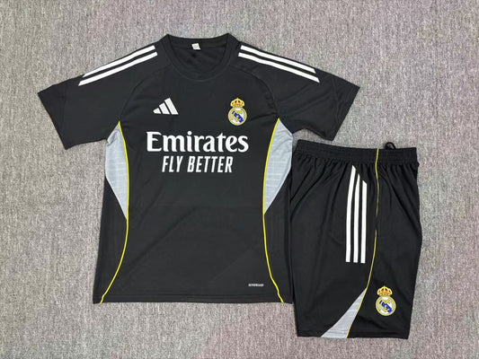 Real Madrid Short Sleeve Black Training Suit 25-26