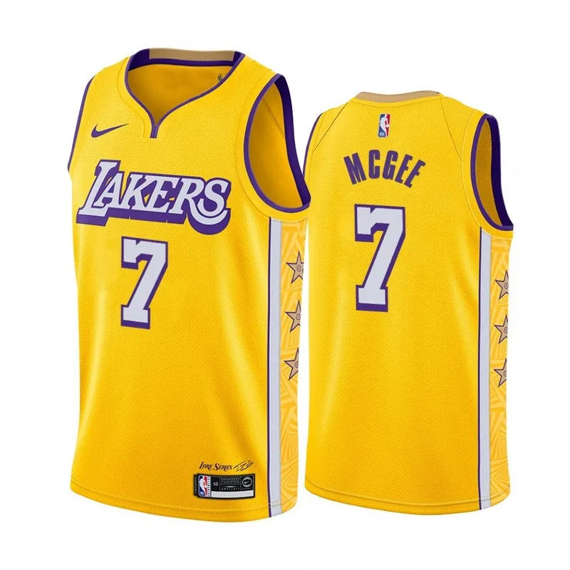 19-20 Lakers Yellow V-Neck Hot Pressed Jersey