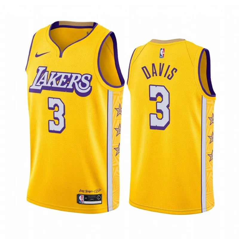 19-20 Lakers Yellow V-Neck Hot Pressed Jersey