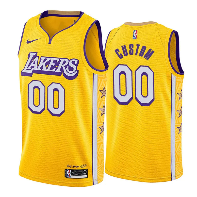 19-20 Lakers Yellow V-Neck Hot Pressed Jersey