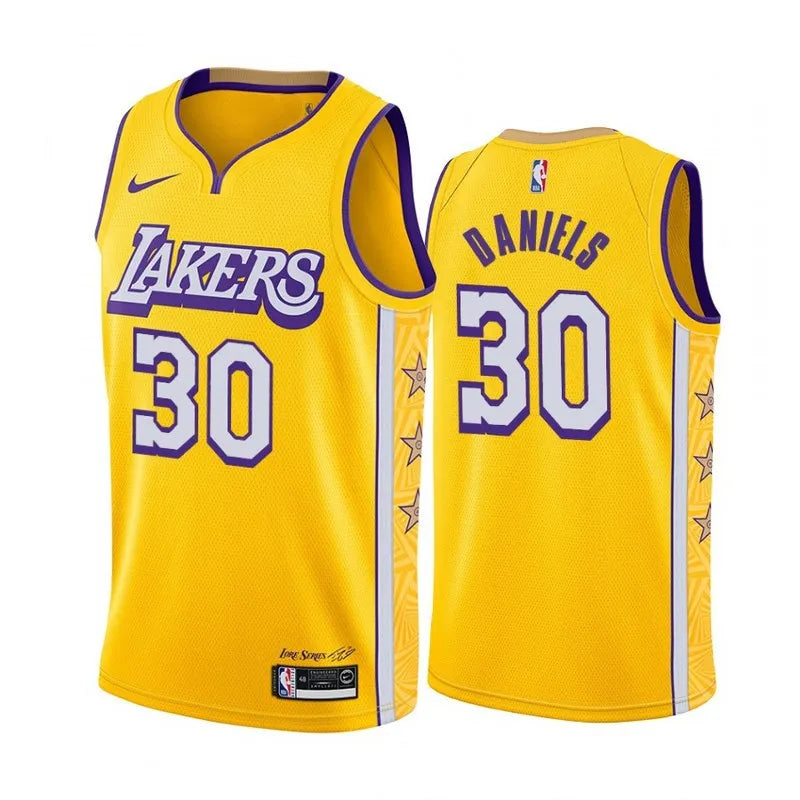 19-20 Lakers Yellow V-Neck Hot Pressed Jersey