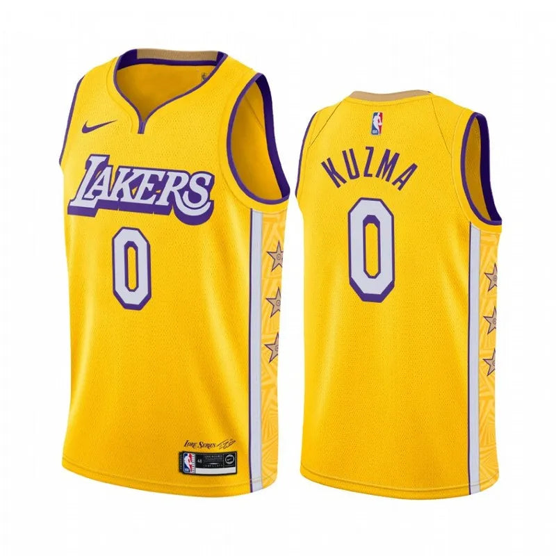19-20 Lakers Yellow V-Neck Hot Pressed Jersey