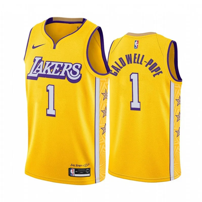 19-20 Lakers Yellow V-Neck Hot Pressed Jersey