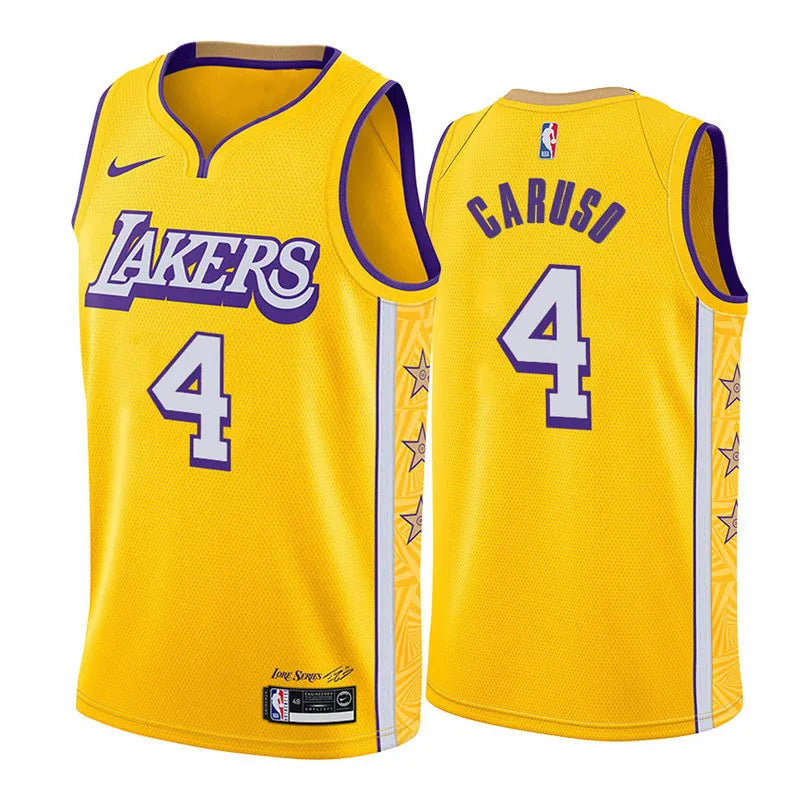 19-20 Lakers Yellow V-Neck Hot Pressed Jersey