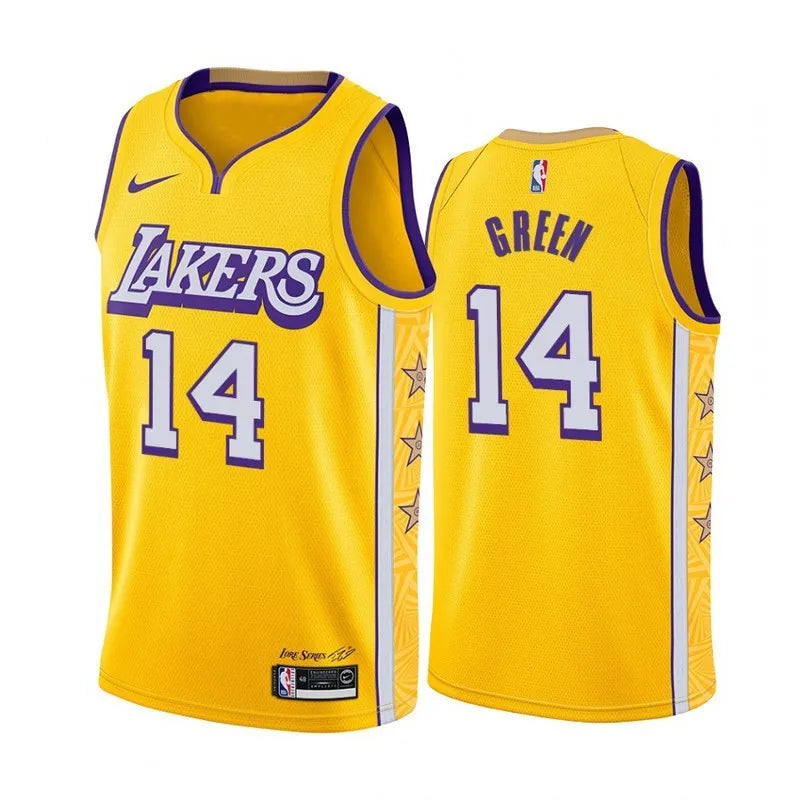 19-20 Lakers Yellow V-Neck Hot Pressed Jersey