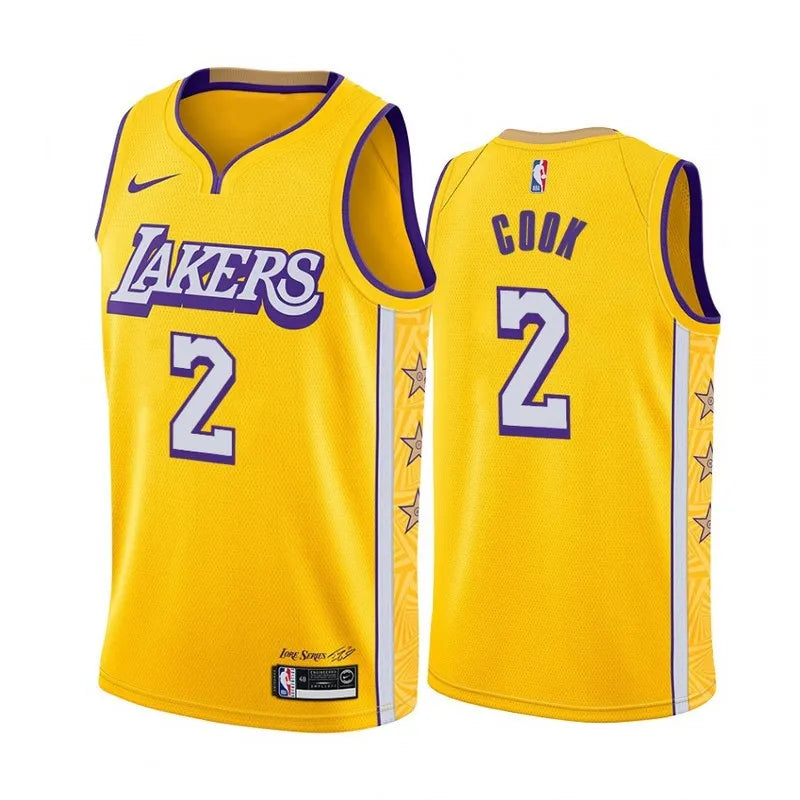 19-20 Lakers Yellow V-Neck Hot Pressed Jersey