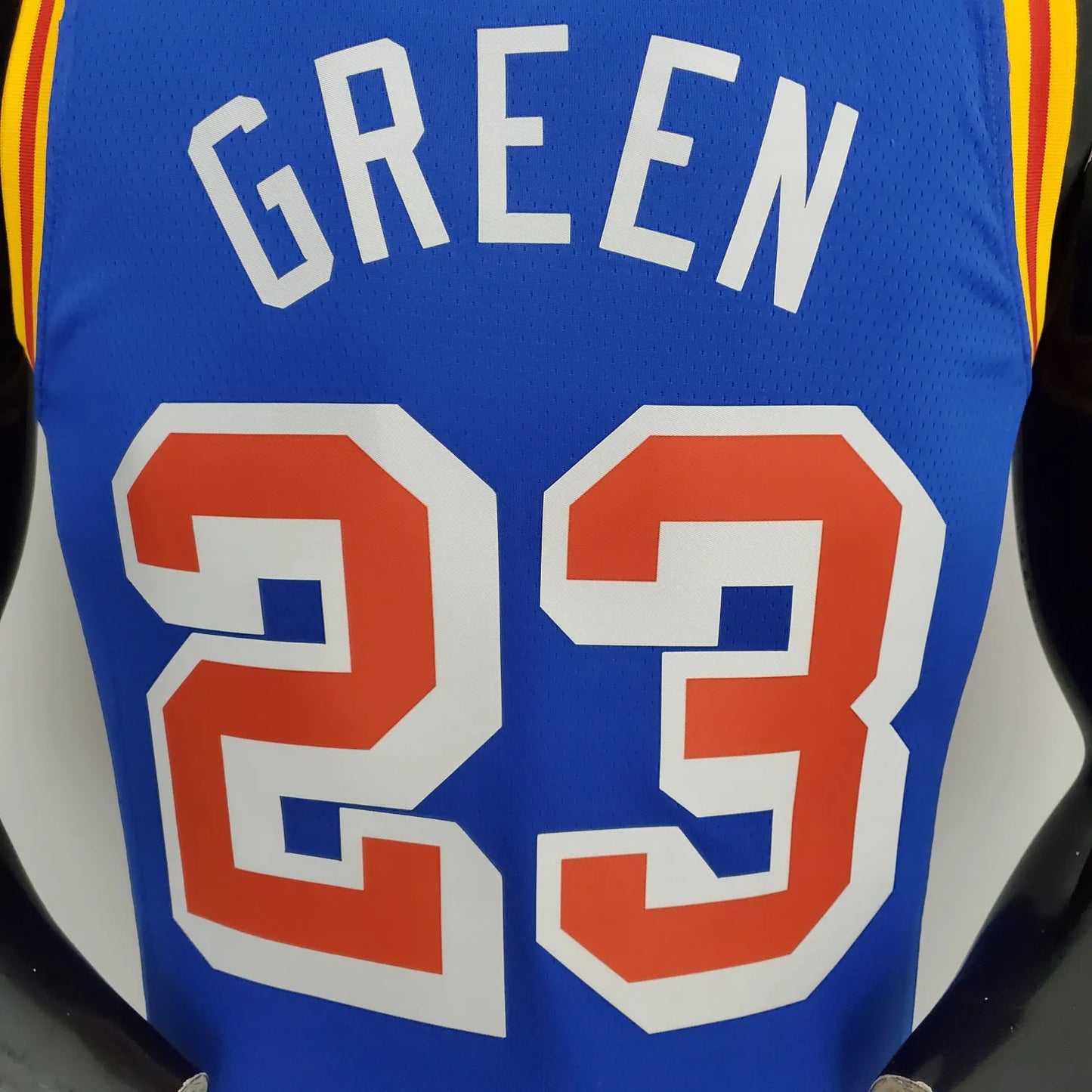 75th Anniversary Green#23 Warriors Vintage Blue NBA Jersey