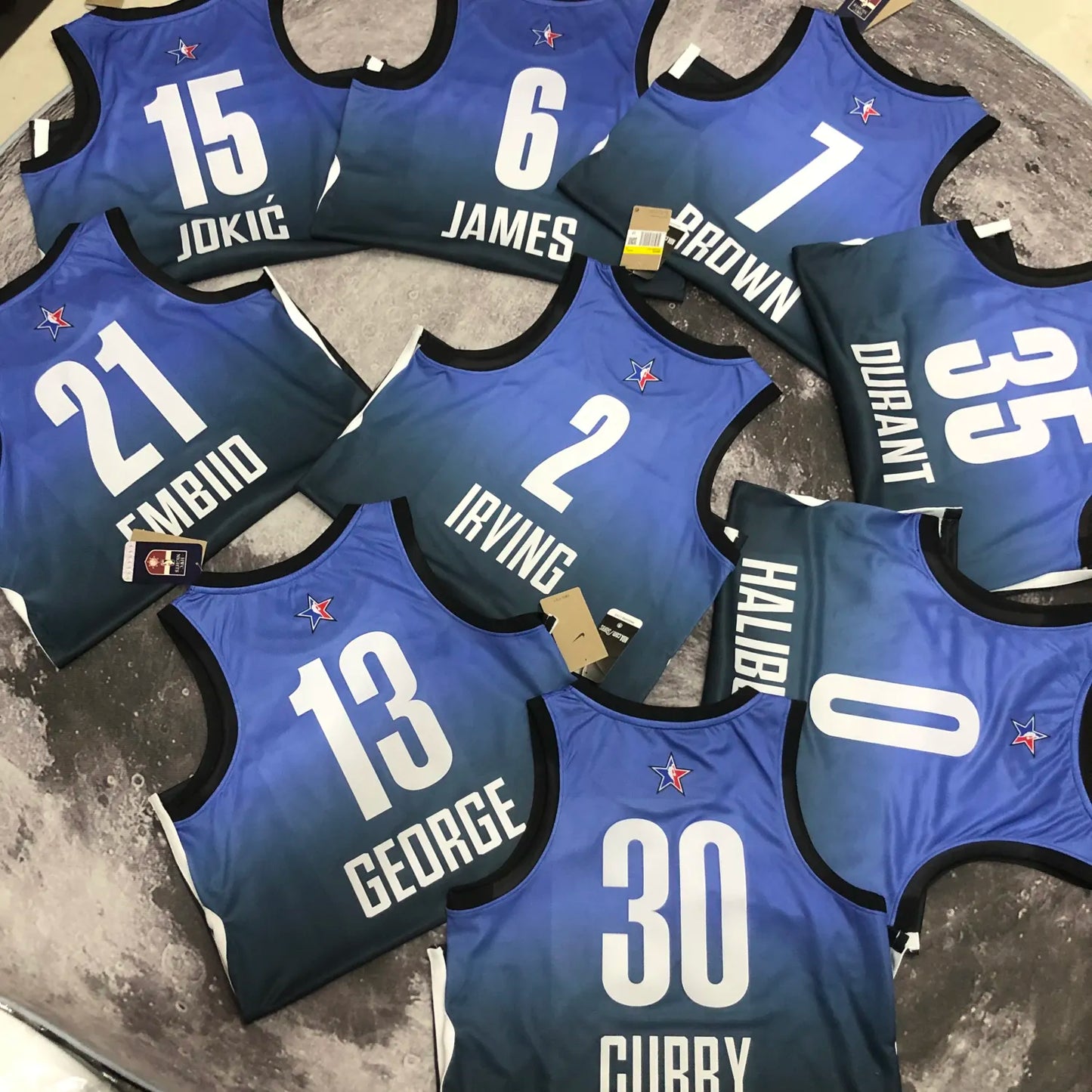 2023 NBA All Star Blue 77#DONCIC Hot Pressed Jersey