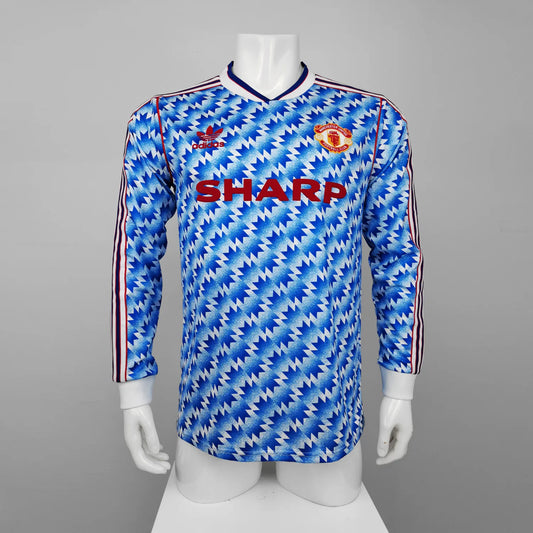 90-92 Manchester United Blue Long Sleeve Retro Jersey