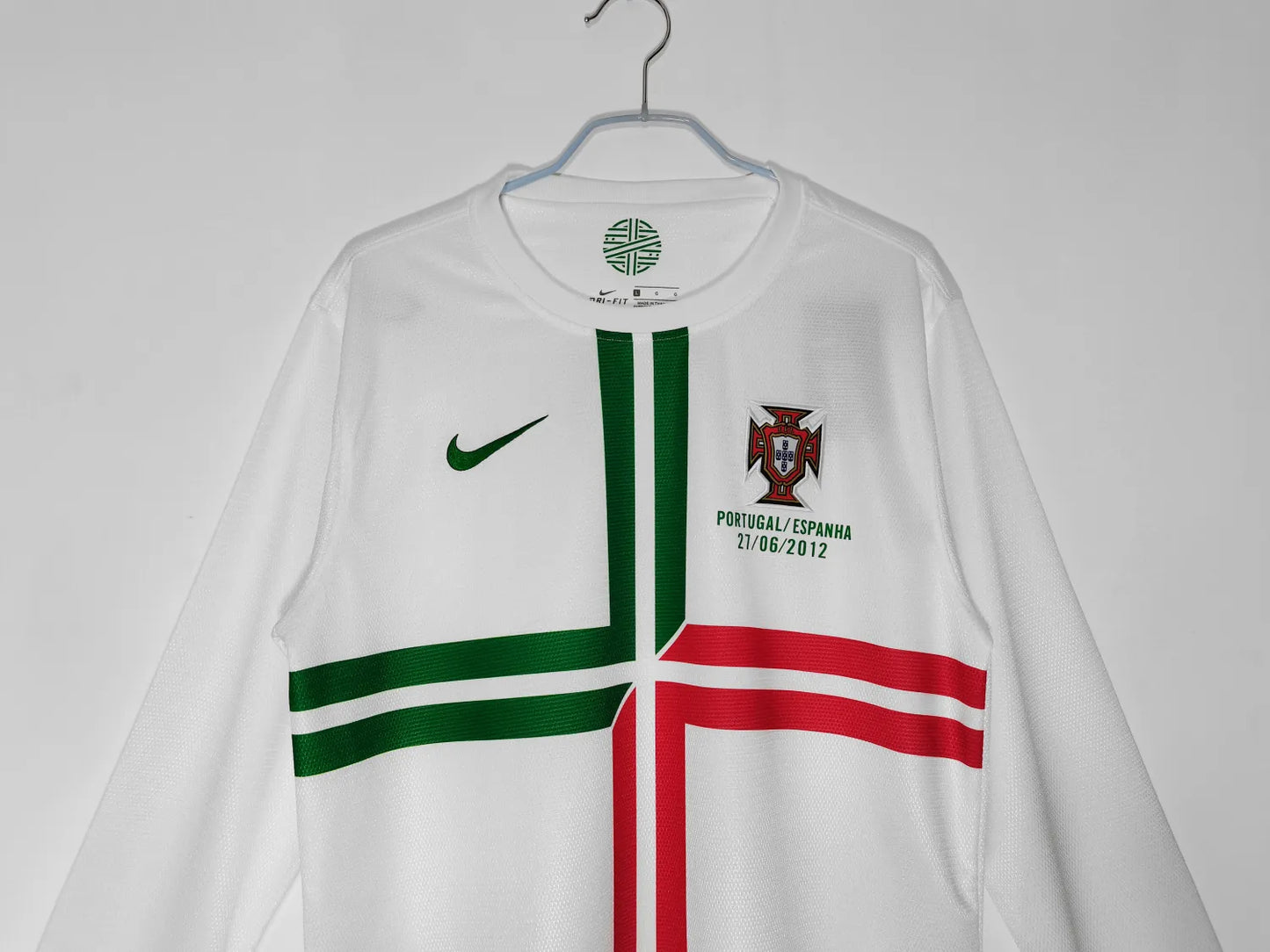 2012 Portugal White Long Sleeve Retro Jersey