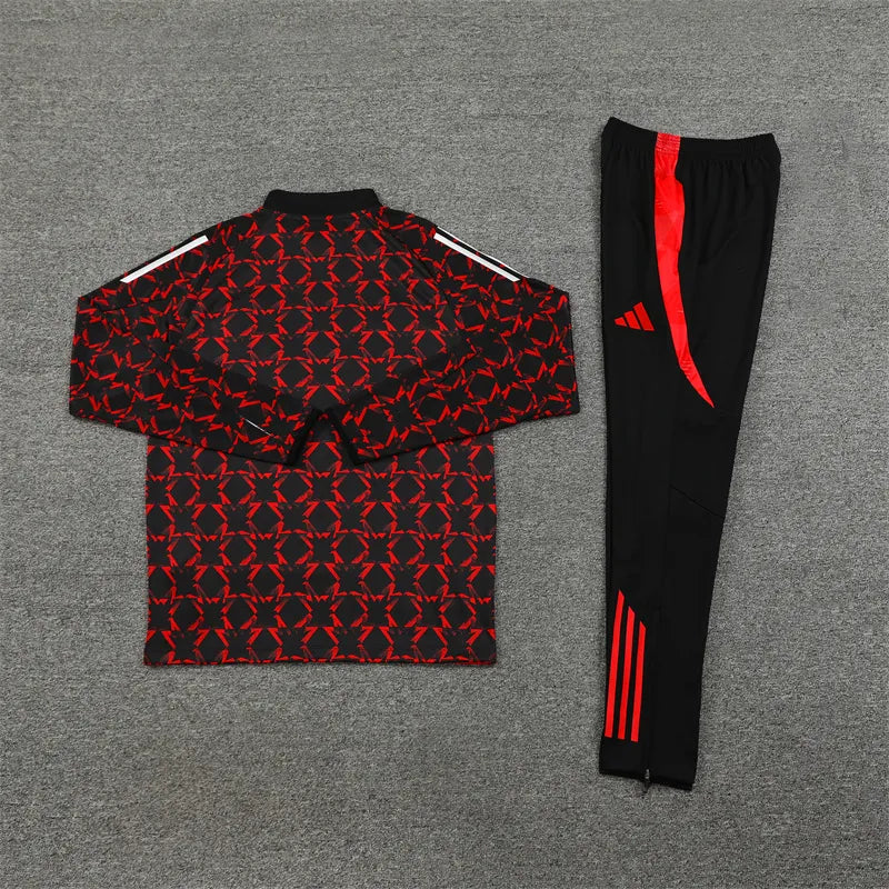 24-25 Manchester United Red and Black Training Suit
