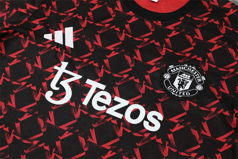 24-25 Manchester United Red Short Sleeve Training Suit