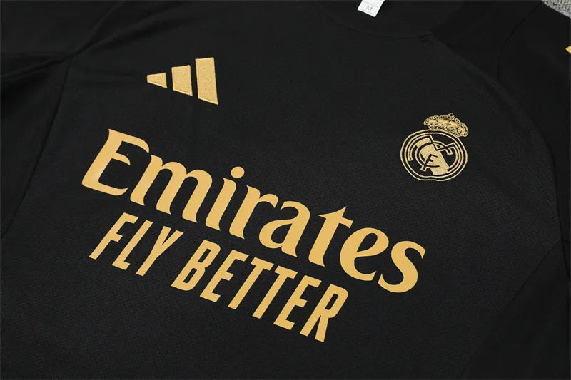 24-25 Real Madrid Black Gold Short Sleeve Training Suit
