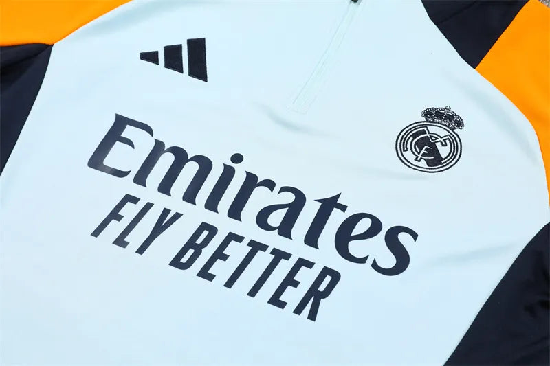 24-25 Real Madrid Light Blue and Orange Training Suit