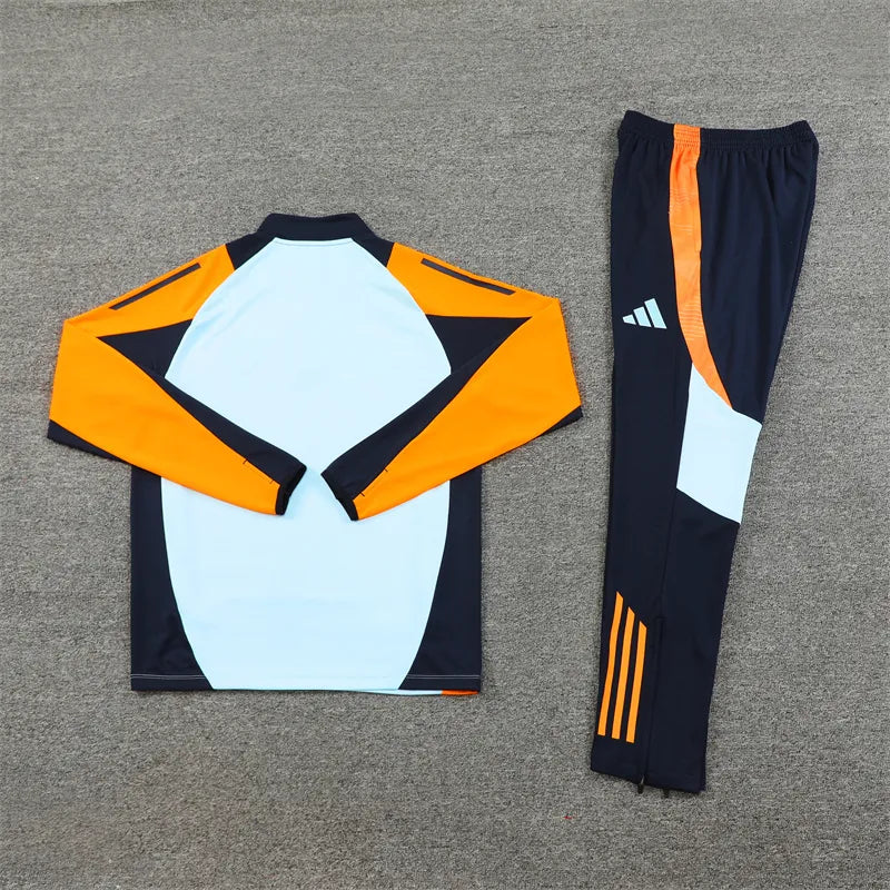 24-25 Real Madrid Light Blue and Orange Training Suit