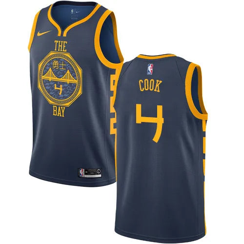 Golden State Warriors Blue with Chinese on Chest Hot Pressed Jersey