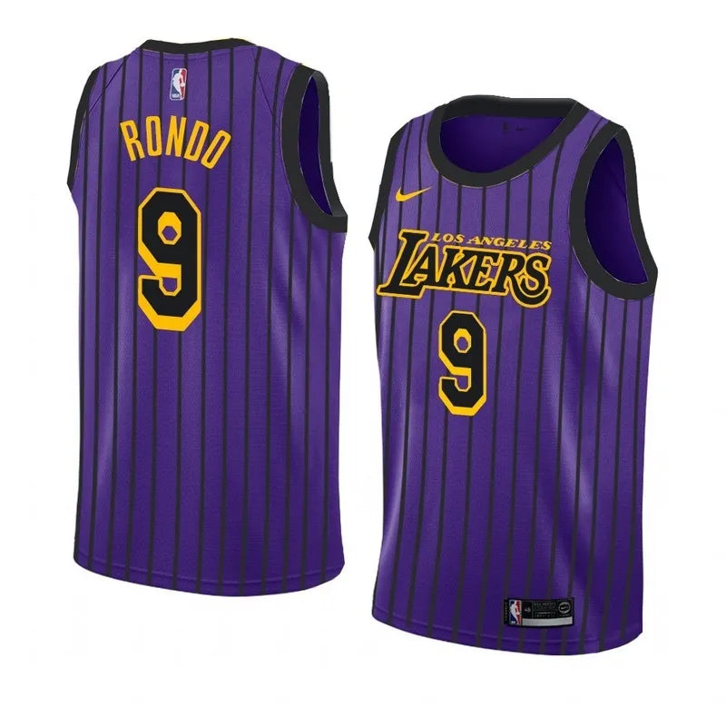 Lakers Violet with Lines Retro Round Neck Hot Pressed Jersey