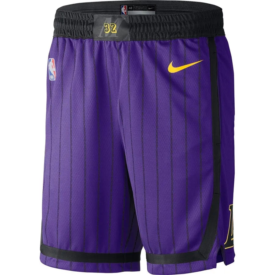 Lakers Violet with Lines Retro Round Neck Hot Pressed Jersey