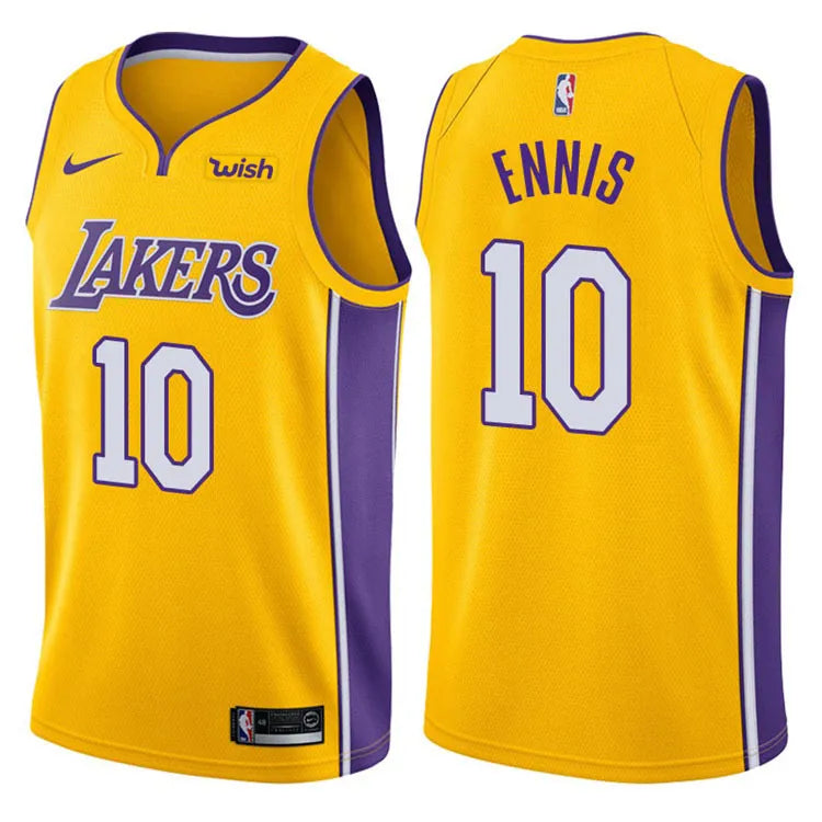 Lakers Yellow V-Neck Hot Pressed Jersey
