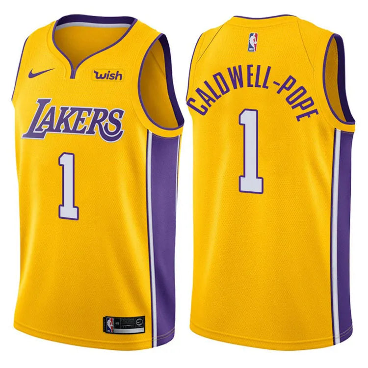 Lakers Yellow V-Neck Hot Pressed Jersey