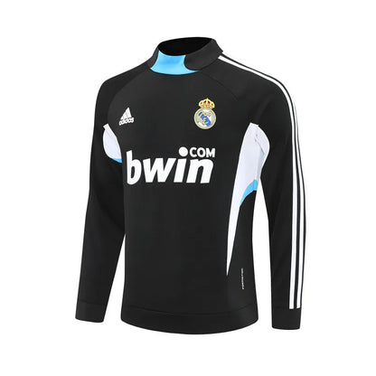 08-09 Real Madrid Black Retro Training Suit - Top Only