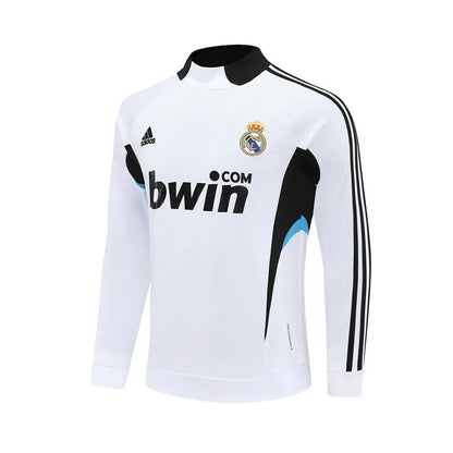 08-09 Real Madrid White Retro Training Suit - Top Only