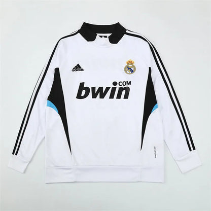 08-09 Real Madrid White Retro Training Suit - Top Only