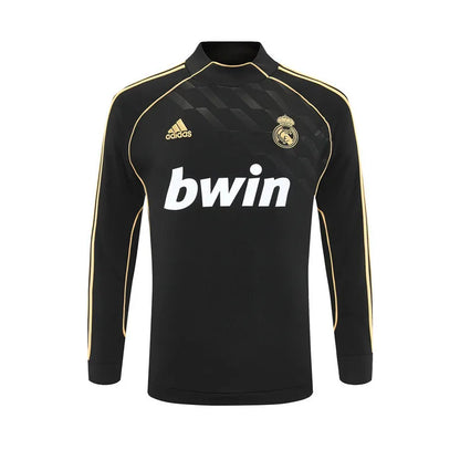 11-12 Real Madrid Black Retro Training Suit - Top Only