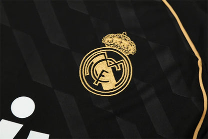 11-12 Real Madrid Black Retro Training Suit - Top Only