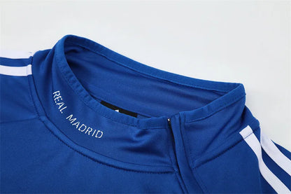13-14 Real Madrid Blue Retro Training Suit - Top Only