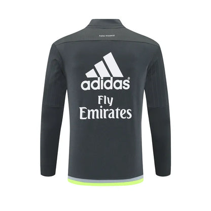 15-16 Real Madrid Grey Retro Training Suit - Top Only