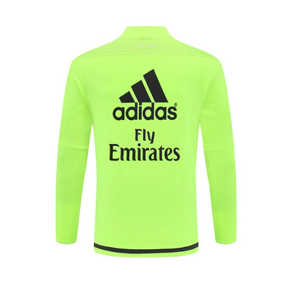 15-16 Real Madrid Neon Green Retro Training Suit - Top Only