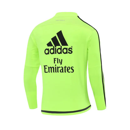 15-16 Real Madrid Neon Green Retro Training Suit - Top Only