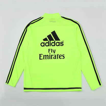 15-16 Real Madrid Neon Green Retro Training Suit - Top Only
