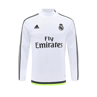 15-16 Real Madrid White Retro Training Suit - Top Only