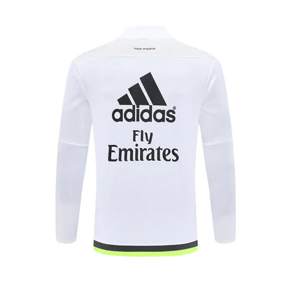 15-16 Real Madrid White Retro Training Suit - Top Only